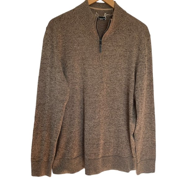 Smartwool Sparwood Half Zip Sweater Large Merino Wool Blend Heather Acorn Brown